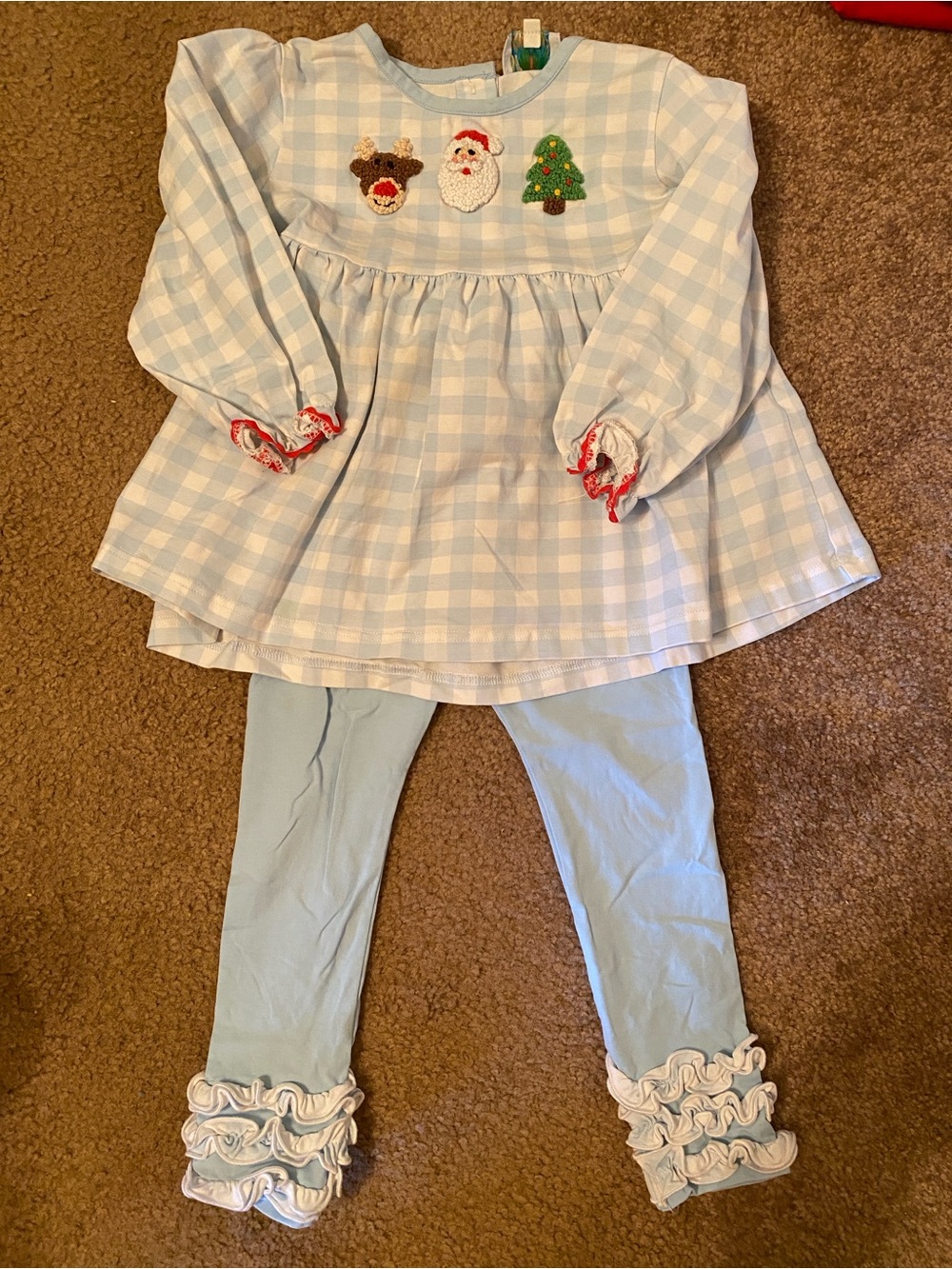Light Blue Holiday Tunic & Leggings Set for Kids